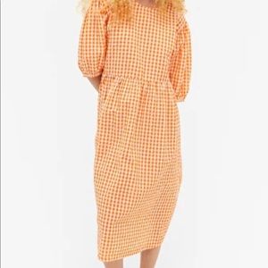 Monki Gingham checked cotton midi dress